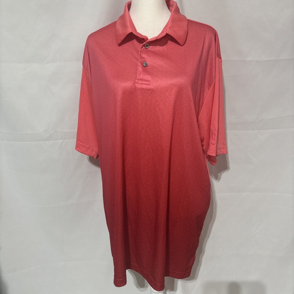 PGA TOUR Men's Stretch Performance Ombré Golf Polo Shirt‎ Peach/Pink Size XL